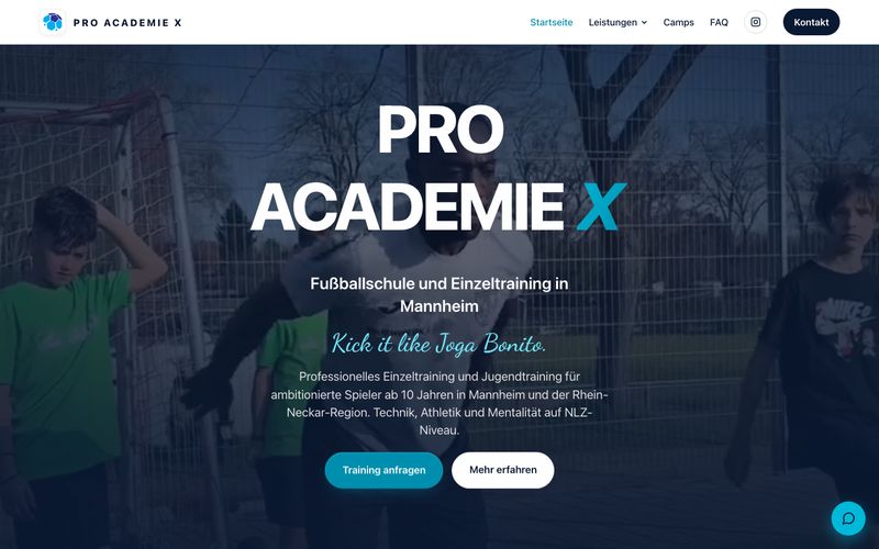Startseite von PRO ACADEMIE X